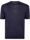Moorer Crew Neck Short Sleeves Sweater In Navy