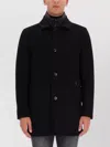 Moorer Notched Lapel Coat Buttoned Cuffs Pockets In Black