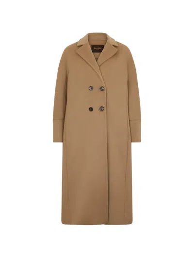 Moorer Notched-lapel Double-breasted Coat In Brown