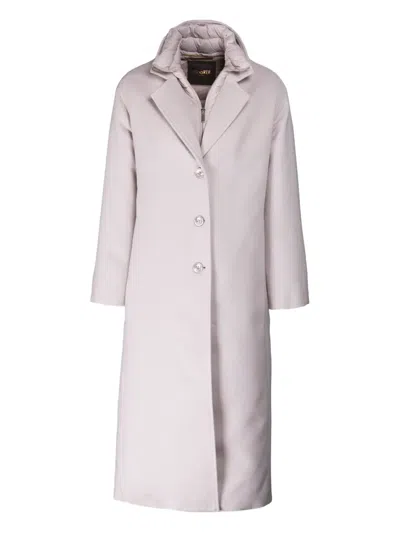 Moorer Notched Long-sleeve Coat In Gray