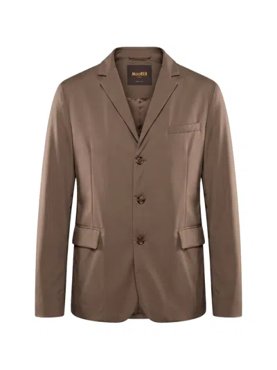 Moorer Notch-lapel Button-fastening Jacket In Brown