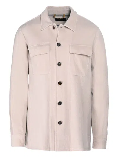 Moorer Nowel-u08 Corduroy Patch-pocket Overshirt In Gray