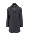 Moorer Technical Fabric Coat In Black