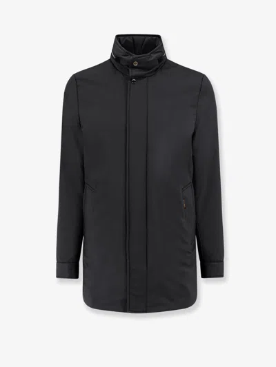 Moorer Nylon Long Jacket In Black