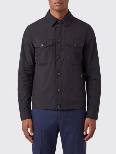 Moorer Nylon Shirt Jacket In Navy