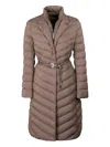 Moorer Odette Quilted Belted Jacket In Brown