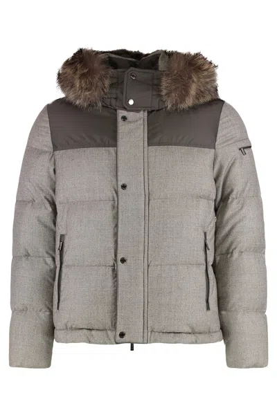 Moorer Odisseo Hooded Short Down Jacket In Gray