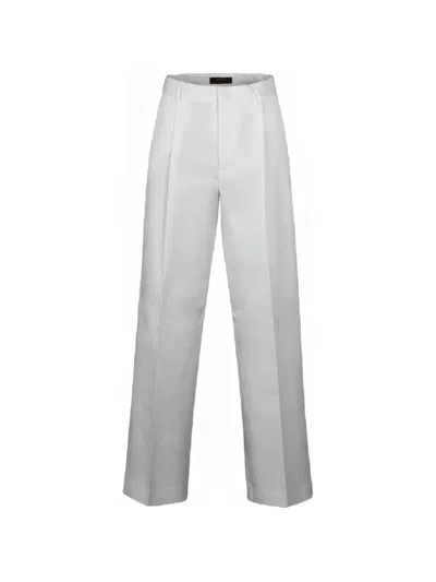 Moorer Ofilia Pleated Wide-leg Trousers In White