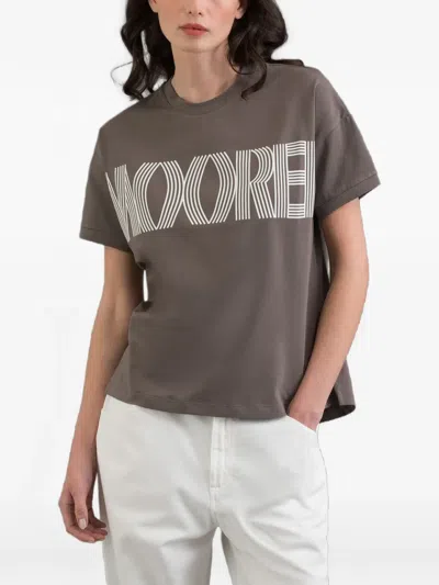 Moorer Olisa Embossed Logo-print T-shirt In Brown