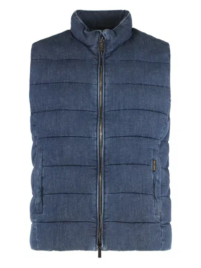 Moorer Oliver Padded Zip-up Gilet In Blue