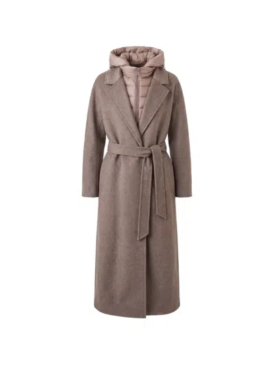 Moorer Olivie Belted Hooded Coat In Brown