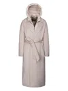 Moorer Olivie Hooded Belted Coat In Gray