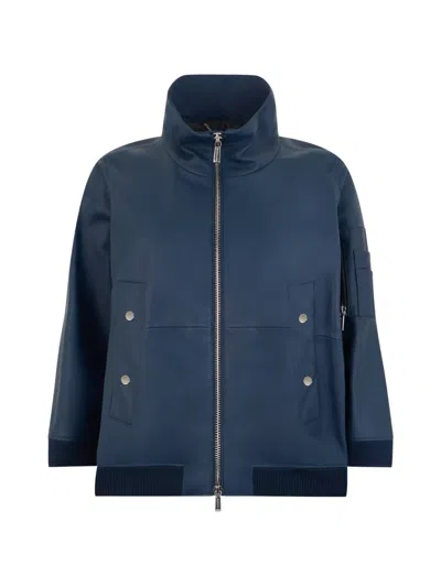 Moorer Olli High-neck Jacket In Blue