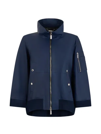 Moorer Olli-p High-neck Leather Coat In Blue