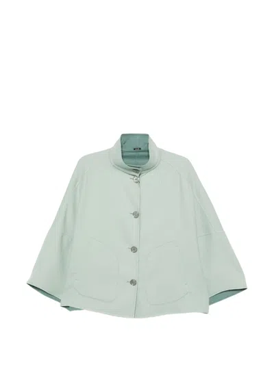 Moorer Omnia Coat High Collar Front Pockets In Green