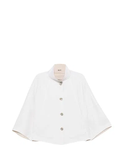 Moorer Omnia Dwb Coat High Collar Wide Sleeves In White