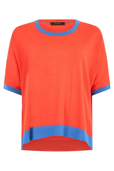 Moorer Orange T-shirt With Blue Details In Casual And Versatile Design. In Red