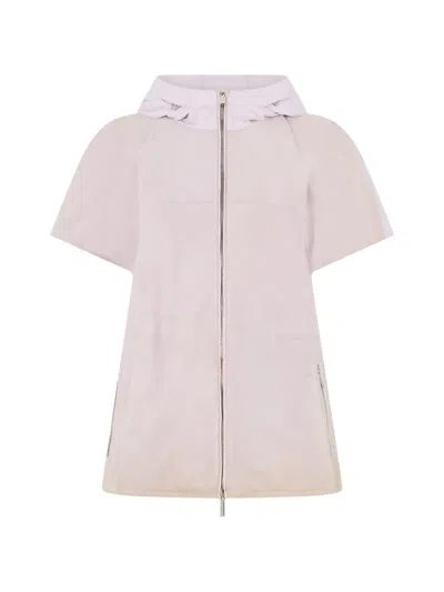 Moorer Ornella Short-sleeve Hooded Jacket In Pink