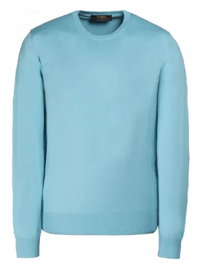 Moorer Orvieto-si5 Crew-neck Cotton Sweater In Blue