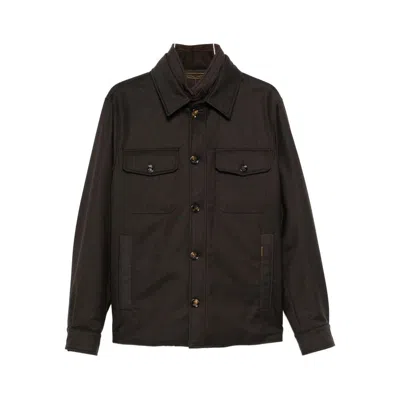 Moorer Button-fastening Flap-pocket Jacket In Brown