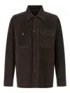 Moorer Brown Solid Shirt Collar Jacket In Brown