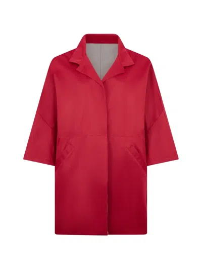 Moorer Oversized Collar Coat In Red