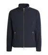 Moorer Navy Blue Solid Mock Collar Jacket In Blue