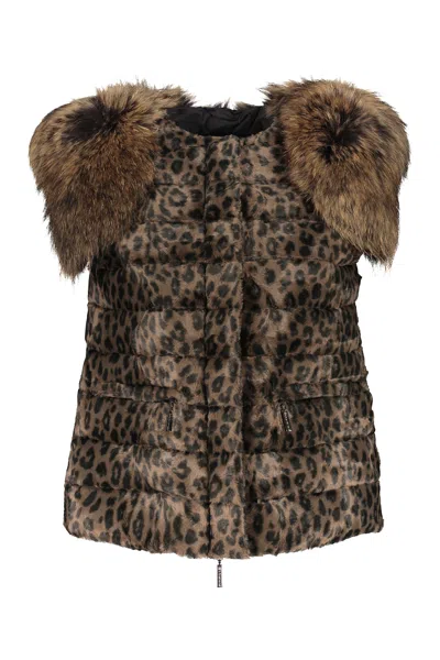 Moorer Padded Bodywarmer In Animal Print