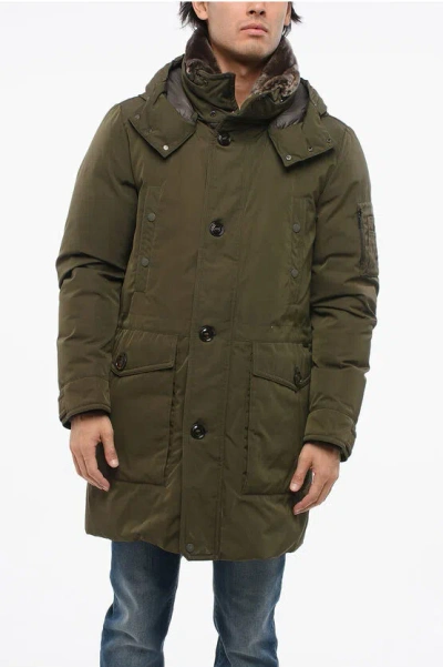 Moorer Padded Bolgheri Parka Jacket With Fur Collar In Green