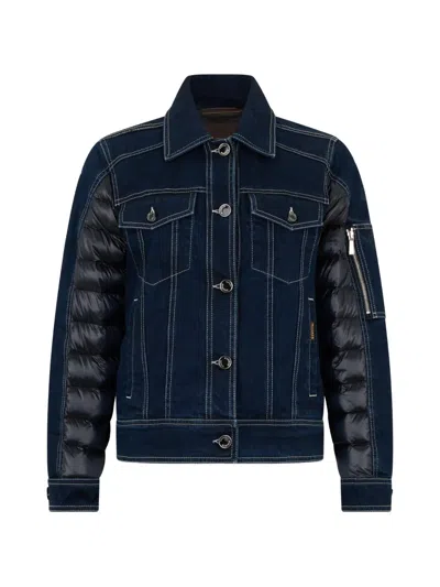 Moorer Padded Bomber Jacket In Blue