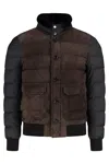 Moorer Padded Bomber Jacket In Brown