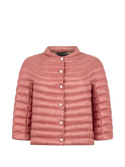 Moorer Padded Button Puffer Jacket In Pink