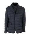 Moorer Padded And Quilted Jacket With Lined Collar In Black