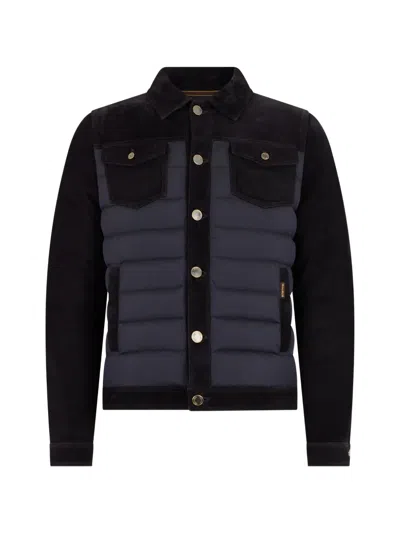 Moorer Padded Chest Pocket Jacket In Blue