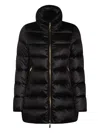 Moorer Long Quilted Down Jacket With High Collar In Black