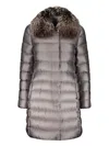 Moorer Zip And Snap Button Fastening Down Jacket In Gray
