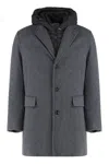 Moorer Padded Coat In Wool And Cashmere In Gray