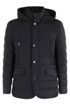 Moorer Quilted Casual Jacket With Goose Down And Flannel Details In Black