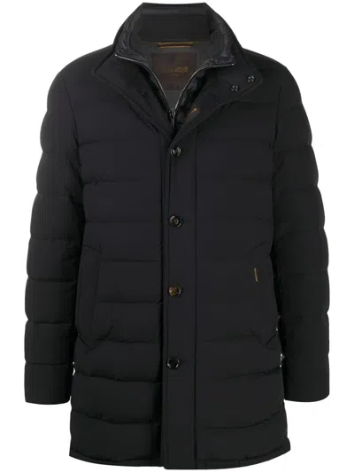 MOORER MOORER PADDED DARK BLUE VIRGIN WOOL PARKA WITH STAND-UP COLLAR