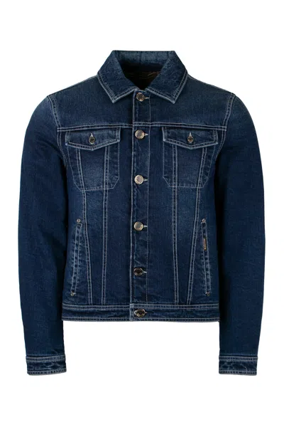 Moorer Padded Denim Jacket In Blue