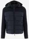 Moorer Padded Down Jacket With Cashmere Blend Sleeves In Blue