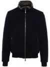 Moorer Padded Fleece Zip-up Jacket With Detachable Faux-fur Collar In Black