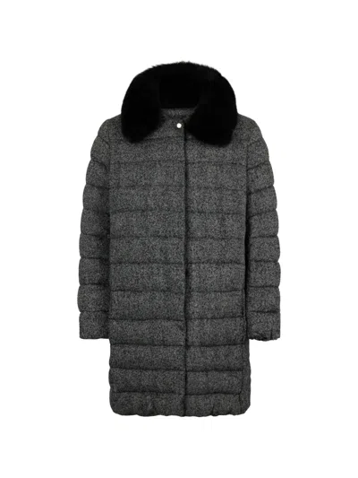 Moorer Padded Fur-collar Coat In Gray