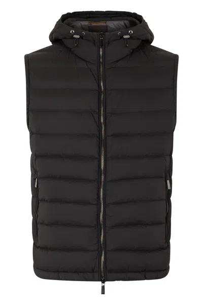 Moorer Padded Gilet With Hood, Ideal For Transition In Blue