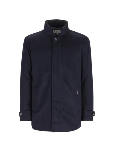 Moorer Padded High-neck Single-breasted Coat In Black