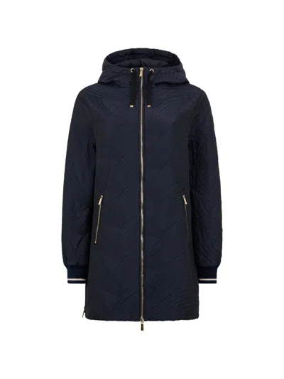 Moorer Padded Hooded Coat In Blue