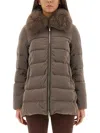 Moorer Trapeze-line Down Jacket With Detachable Fox Fur Collar In Multi