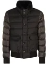 Moorer Quilted High Collar Jacket With Front Pockets In Grün