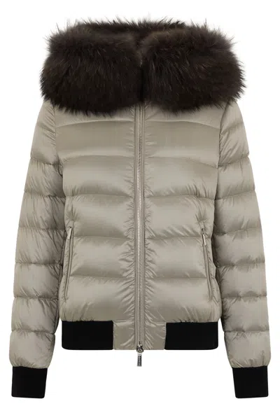 Moorer Padded Jacket With Fur Hood In Green