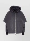 Moorer Padded Jacket With Hood And Quilted Sleeves In Gray